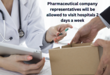 Pharmaceutical company representatives will be allowed to visit hospitals 2 days a week