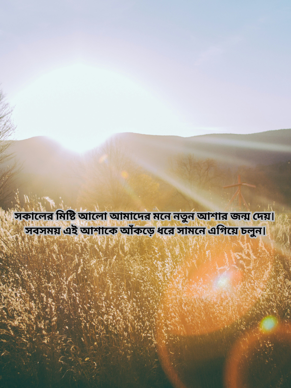 সকালের মিষ্টি আলো আমাদের মনে নতুন আশার জন্ম দেয়। সবসময় এই আশাকে আঁকড়ে ধরে সামনে এগিয়ে চলুন.png